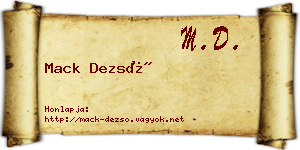 Mack Dezső névjegykártya